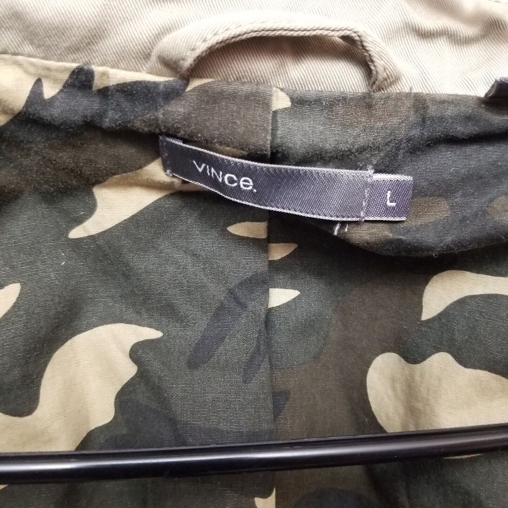 VINCE Women's Utility Cargo Beige Field Camo Lined Jacket Cotton Size Large - Picture 4 of 13
